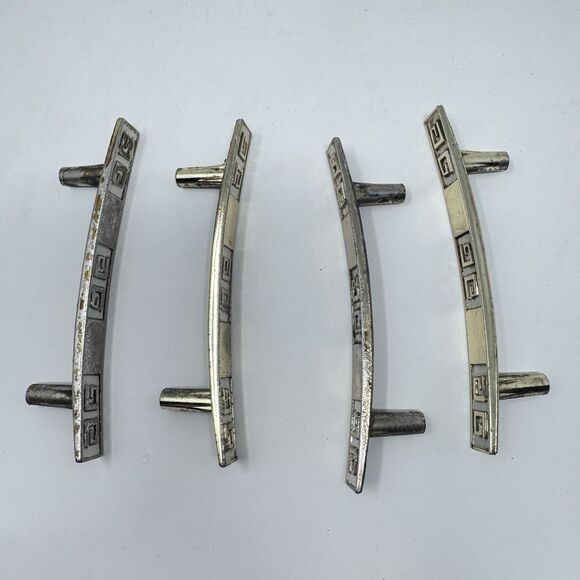 VTG Jaybee JB Manufacturing Corp MCM Mid Century White & Gold Drawer Handles x2 - Picture 5 of 9